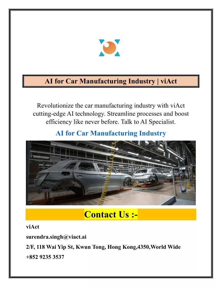 ai for car manufacturing industry viact