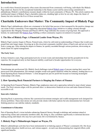 Charitable Endeavors that Matter: The Community Impact of Blakely Page