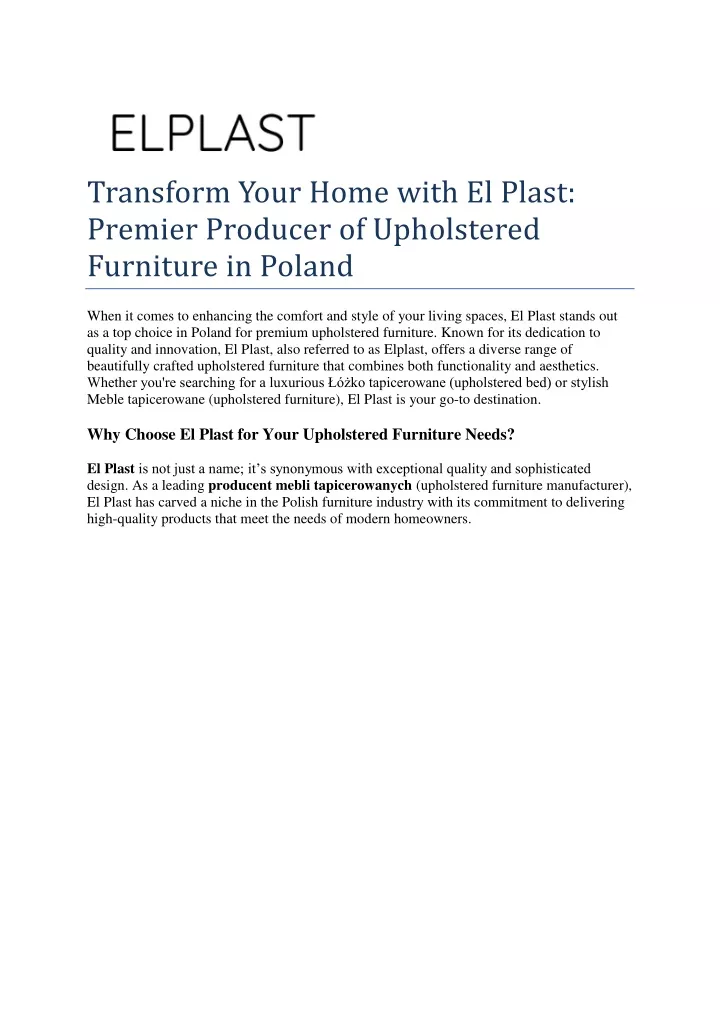 transform your home with el plast premier