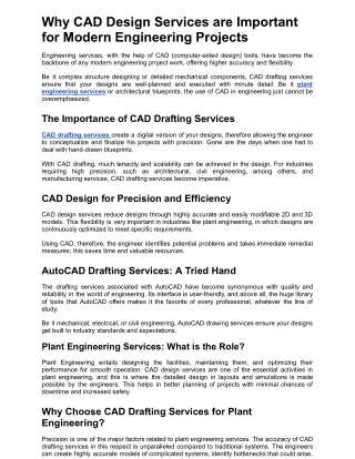 why cad design services are important for modern