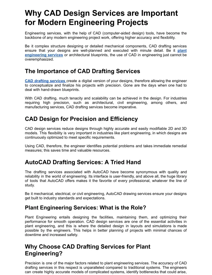 why cad design services are important for modern