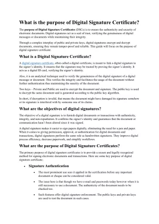 What is the purpose of Digital Signature Certificate