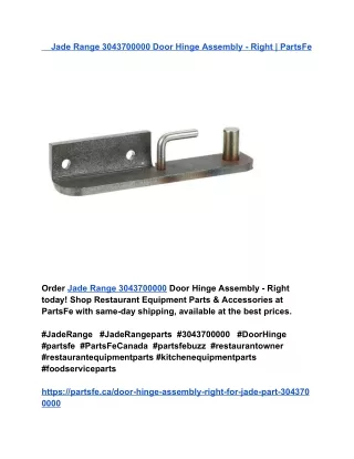 Jade Range 3043700000 Door Hinge Assembly - Right _ PartsFe