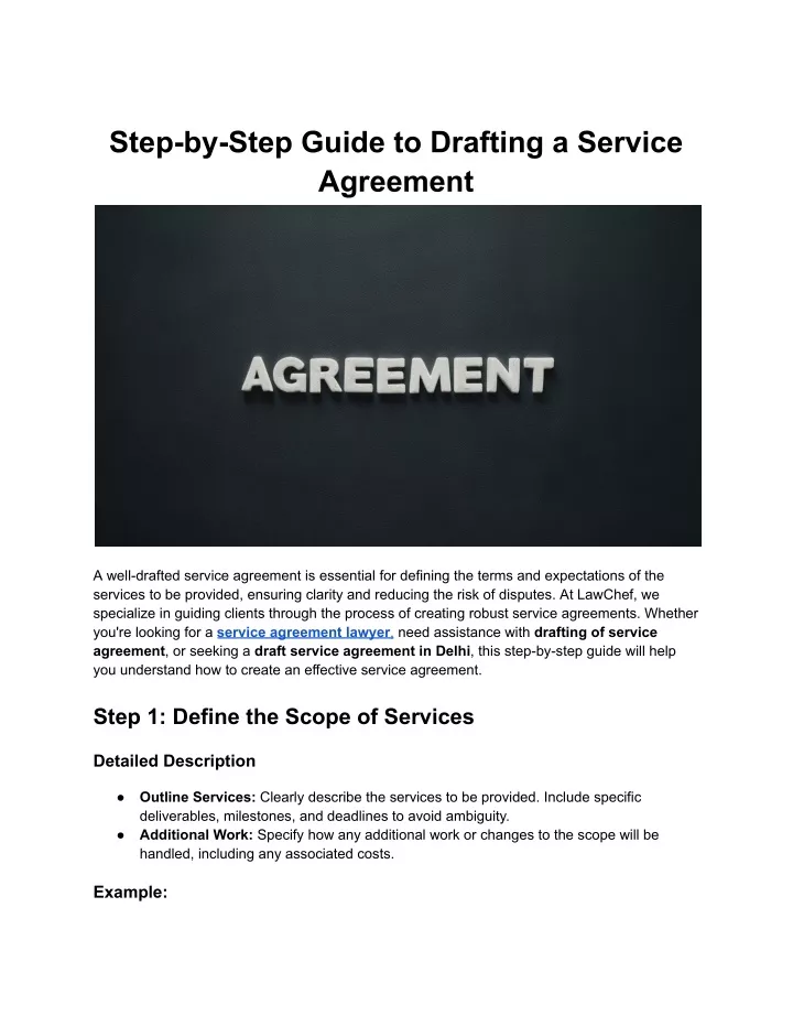 step by step guide to drafting a service agreement