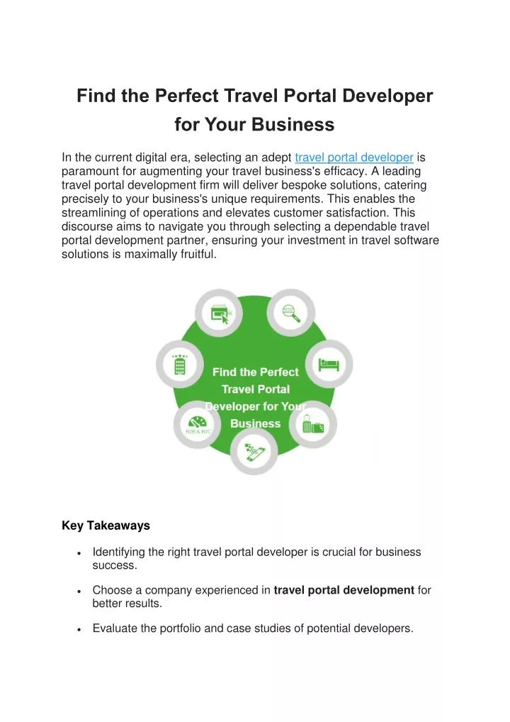 find the perfect travel portal developer for your