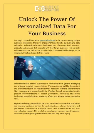 Unlock The Power Of Personalized Data For Your Business