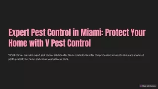 Expert Pest Control in Miami Protect Your Home with V Pest Control