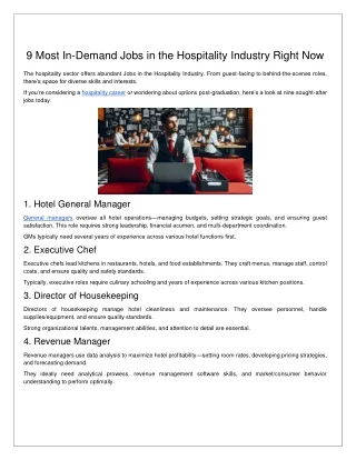 9 Most In-Demand Jobs in the Hospitality Industry Right Now