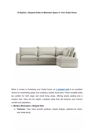 10 Stylish L-Shaped Sofas to Maximise Space in Your Dubai Home