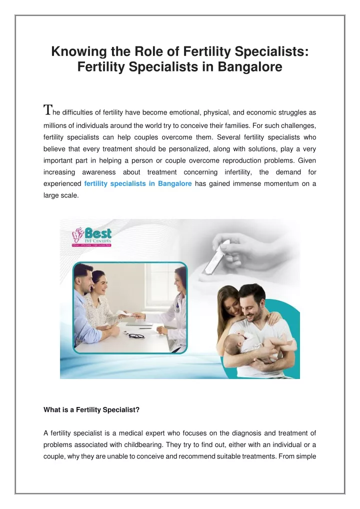 knowing the role of fertility specialists