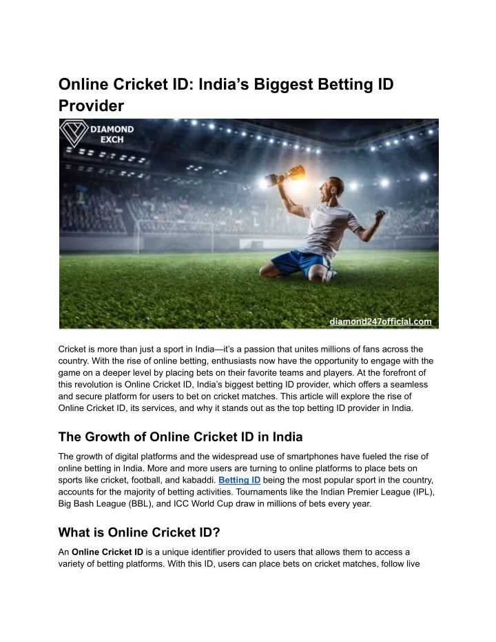 online cricket id india s biggest betting