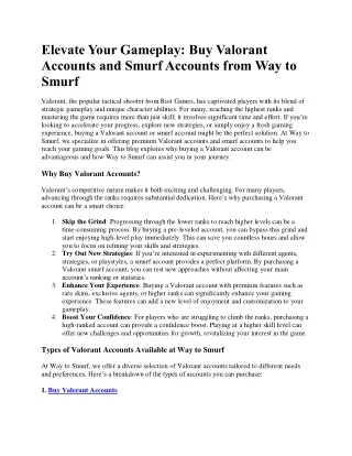 Buy Valorant Accounts and Smurf Accounts from Way to Smurf
