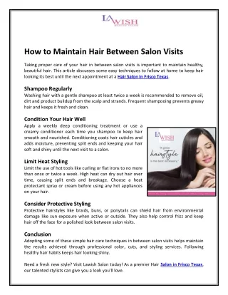 How to Maintain Hair Between Salon Visits