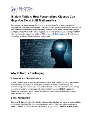 ib math tuition how personalized classes can help