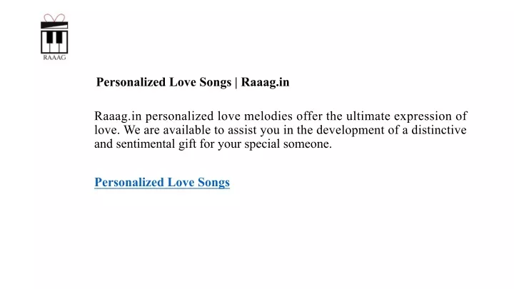 personalized love songs raaag in