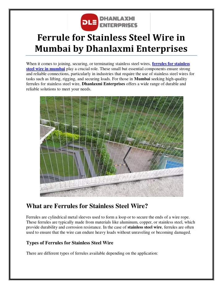 ferrule for stainless steel wire in mumbai