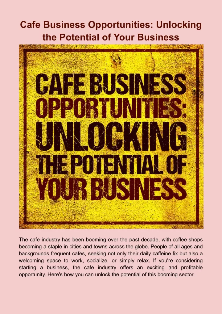 cafe business opportunities unlocking