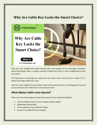 Why Are Cable Key Locks the Smart Choice?