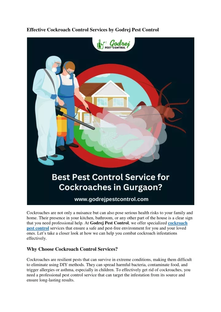 effective cockroach control services by godrej