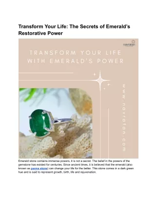 Transform Your Life_ The Secrets of Emerald’s Restorative Power