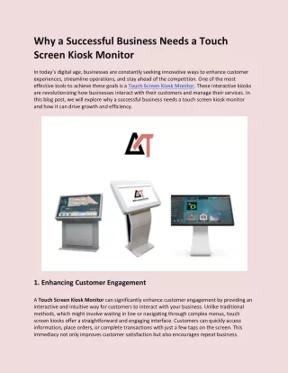 Why a Successful Business Needs a Touch Screen Kiosk Monitor