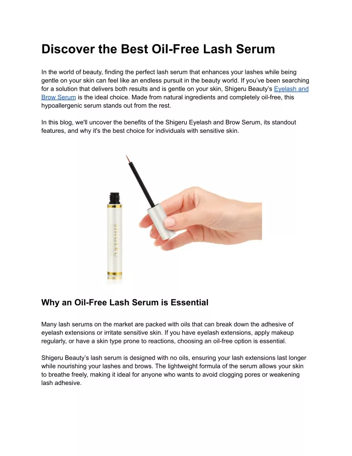 discover the best oil free lash serum