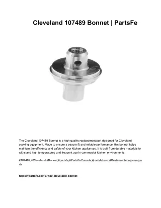 Cleveland 107489 Bonnet  PartsFe