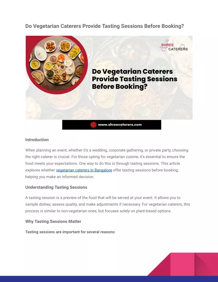 do vegetarian caterers provide tasting sessions