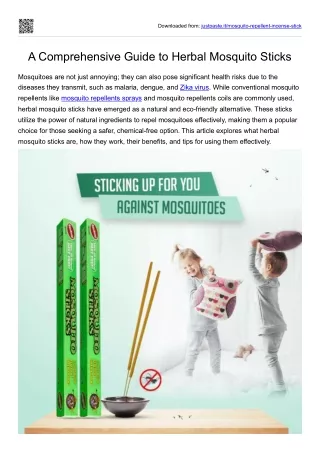 A Comprehensive Guide to Herbal Mosquito Sticks