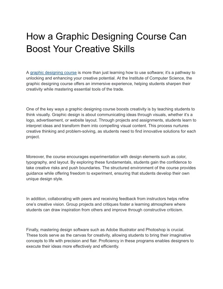 PPT - How a Graphic Designing Course Can Boost Your Creative Skills ...