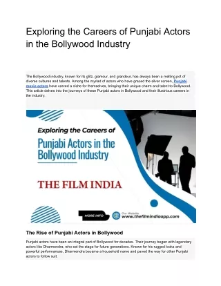 Exploring the Careers of Punjabi Actors in the Bollywood Industry