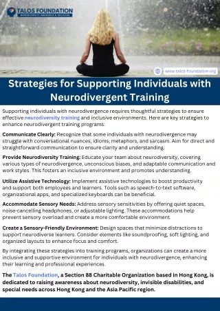 Strategies for Supporting Individuals with Neurodivergent Training