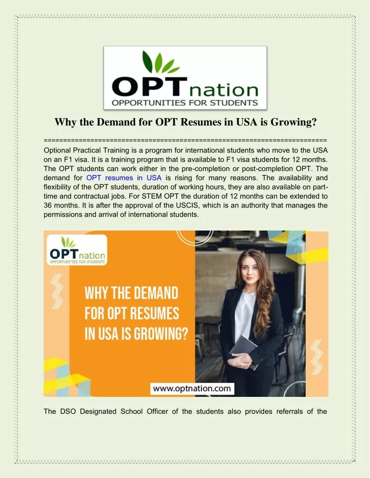 why the demand for opt resumes in usa is growing