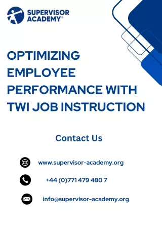 Optimizing Employee Performance with TWI Job Instruction