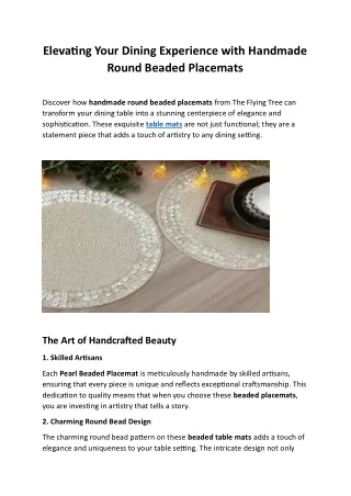 Buy Round Table Mats for Dining Table at The Flying Tree