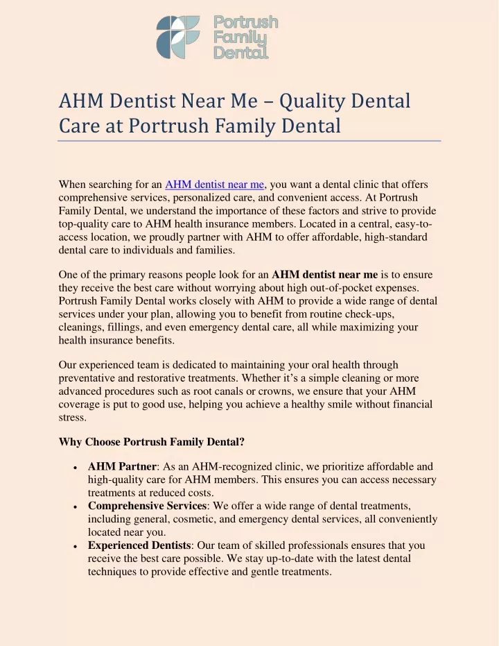 ahm dentist near me quality dental care