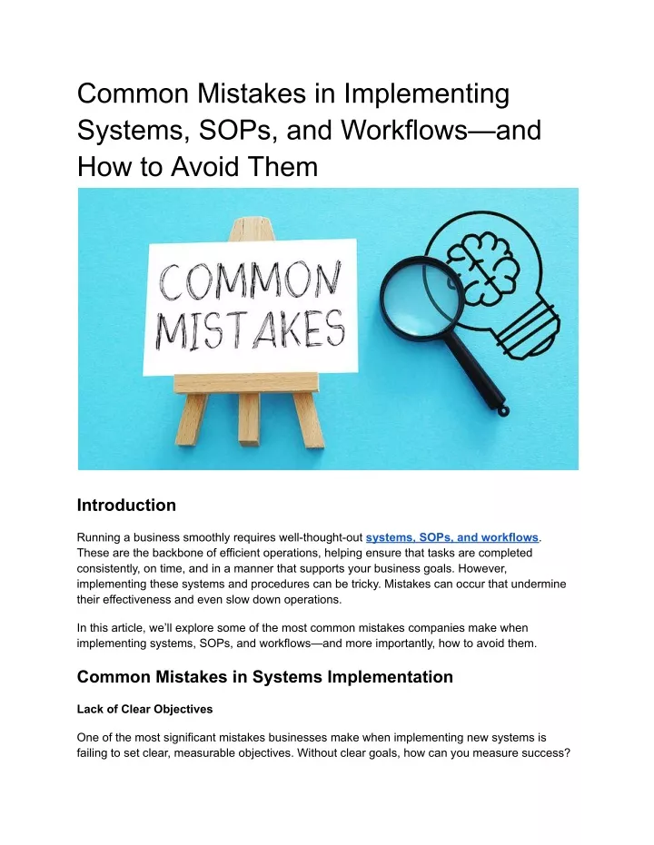 common mistakes in implementing systems sops