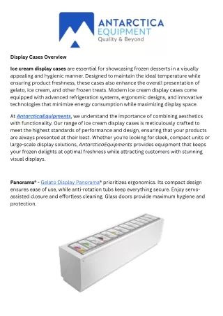 Optimize Presentation and Freshness with AntarcticaEquipments