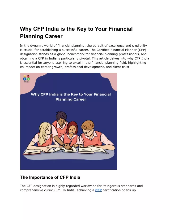 why cfp india is the key to your financial