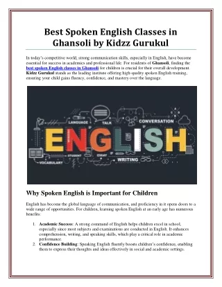 Communication Skills with the Best Spoken English Classes in Ghansoli