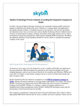 Top PHP Development Company in Noida | Skybin