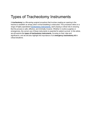 types of tracheotomy instruments