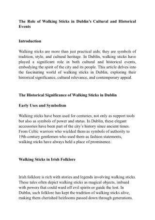 The Role of Walking Sticks in Dublin’s Cultural and Historical Events