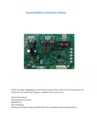 Goodman RSKP0013 Control Board _ PartsHnC