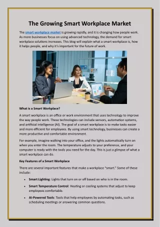 The Growing Smart Workplace Market