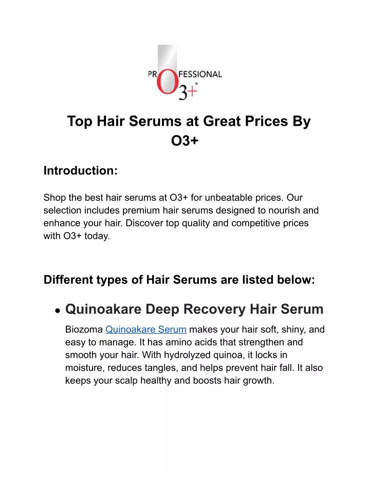 top hair serums at great prices by o3