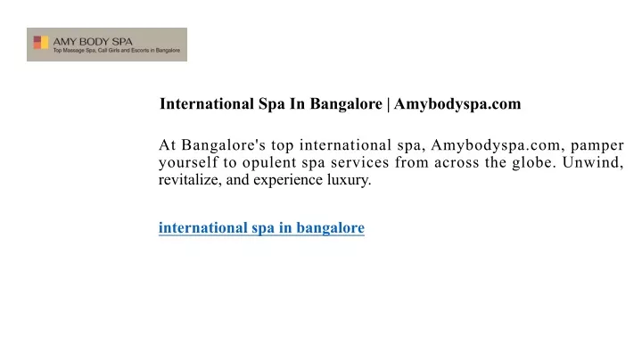 international spa in bangalore amybodyspa com