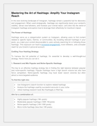 Mastering the Art of Hashtags Amplify Your Instagram Reach