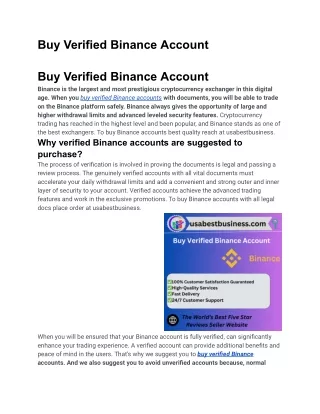 Buy Verified Binance Account