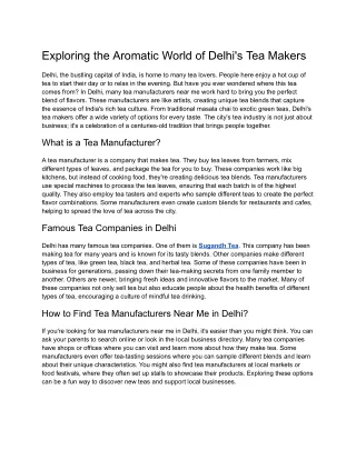 Exploring the Aromatic World of Delhi's Tea Makers